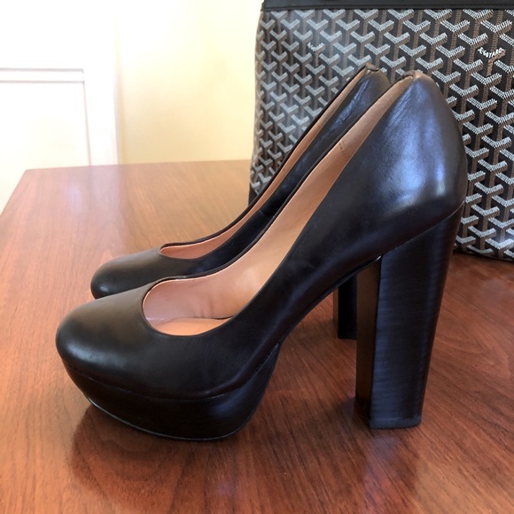 Steve Madden Leather Platform Stacked Heel Pumps - Picture 1 of 3